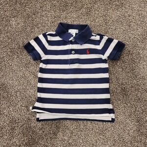 Ralph Lauren Kids Blue White Striped Polo Shirt Short Sleeve Size 18M